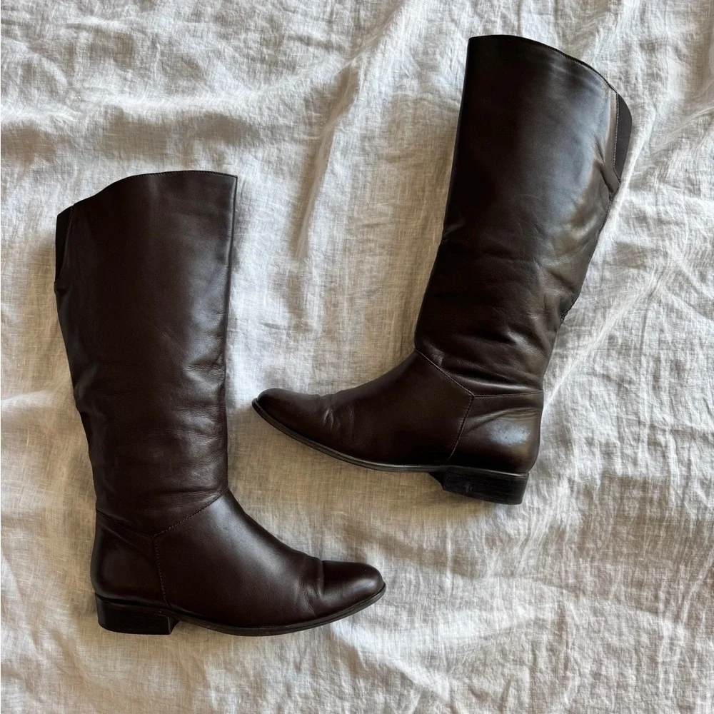 Vintage Brown Leather Riding Boots Size 10 Classic Casual